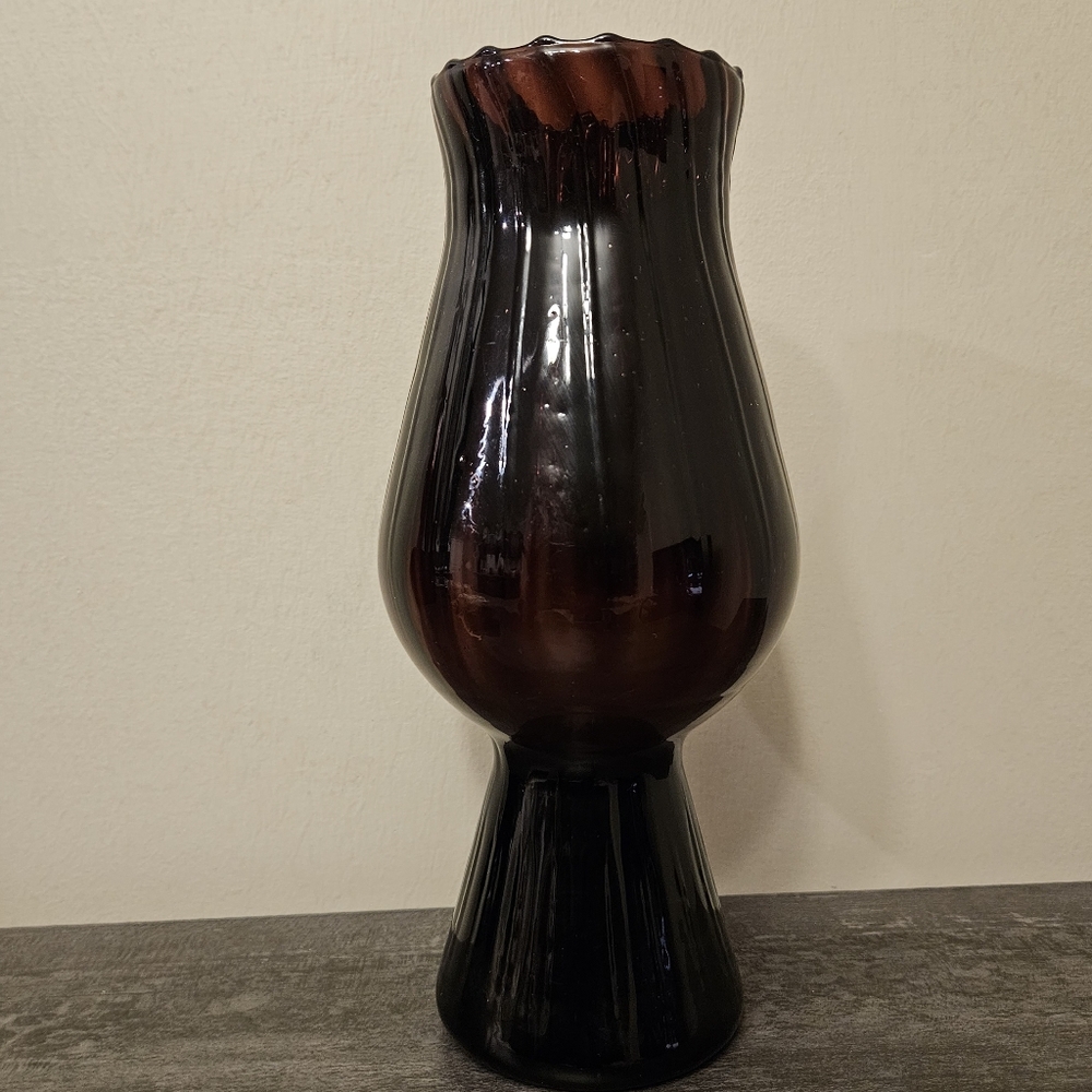 Vintage Empoli Dark Purple Optic Glass Vase